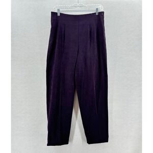 Briggs Purple Trouser Pants High Rise Pleated‎ Work Vintage Retro Size 12 Petite